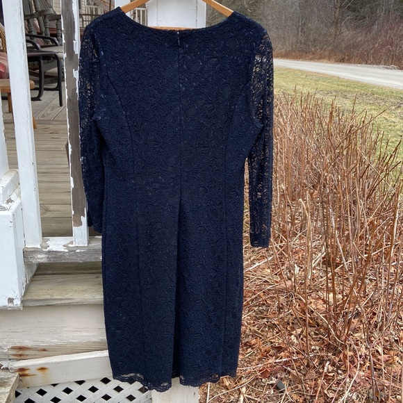 L'Wren Scott at Banana Republic Midnight Blue Lace Dress Women's Size 6 - Picture 4 of 8